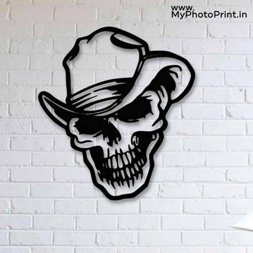 Smiley Skull Head  Wooden Wall Decoration